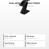Lecteur de codes-barres 2D Bluetooth 5.2, interface USB 2.0 sans fil 2.4G, lecteur de codes QR portable, pour supermarché, caisse de vente au détail, portée de 90 m