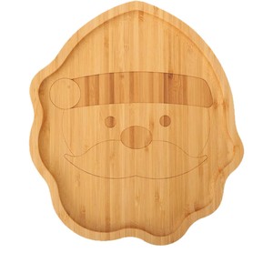 Bandeja de servir navideña con diseño de cara de Papá Noel de bambú, 25x22 cm, para mesa de fiesta - Product Image 5