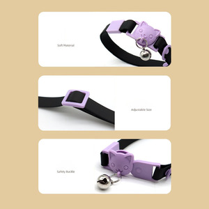 <span class=keywords><strong>Collar</strong></span> de gato bonito con logotipo personalizado en stock, <span class=keywords><strong>collar</strong></span> de gato impermeable de PVC con correa recubierta separable y campana - Product Image 6