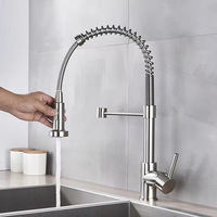Robinet de cuisine à ressort coulissant de style américain en acier inoxydable 304 avec eau chaude et froide