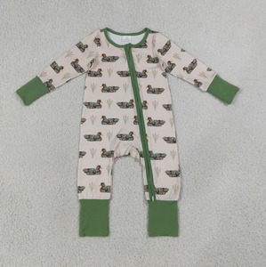 Ensemble fratrie imprimé canard colibris pour garçons, pyjama à col rond et barboteuse bébé à double fermeture éclair - Product Image 2