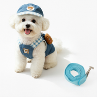 Harnais pour animaux de compagnie en polyester écologique tendance, gilet pour chien, harnais pour chats et petits chiens, ensemble de vêtements pour animaux de compagnie, harnais et laisse en denim