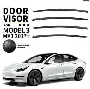 Black Chrome Carbon Fiber Injection TÜR VISOR WINDOW Deflektor 2019 Rain Shield Autos eiten schürze für TESLA MODELL 3 MK1 2017