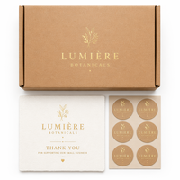 Kit de marquage personnalisé en carton kraft écologique, comprenant boîte d'expédition, carte de remerciement et autocollant de scellage, pour démarrage Shopify, déballage DTC, faible MOQ