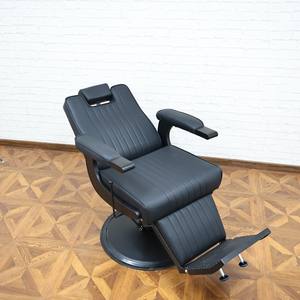 Silla moderna de peluquero de cuero negro, muebles de salón de fondo redondo negro, silla reclinable para hombre, silla para pelar, venta al por mayor - Product Image 4