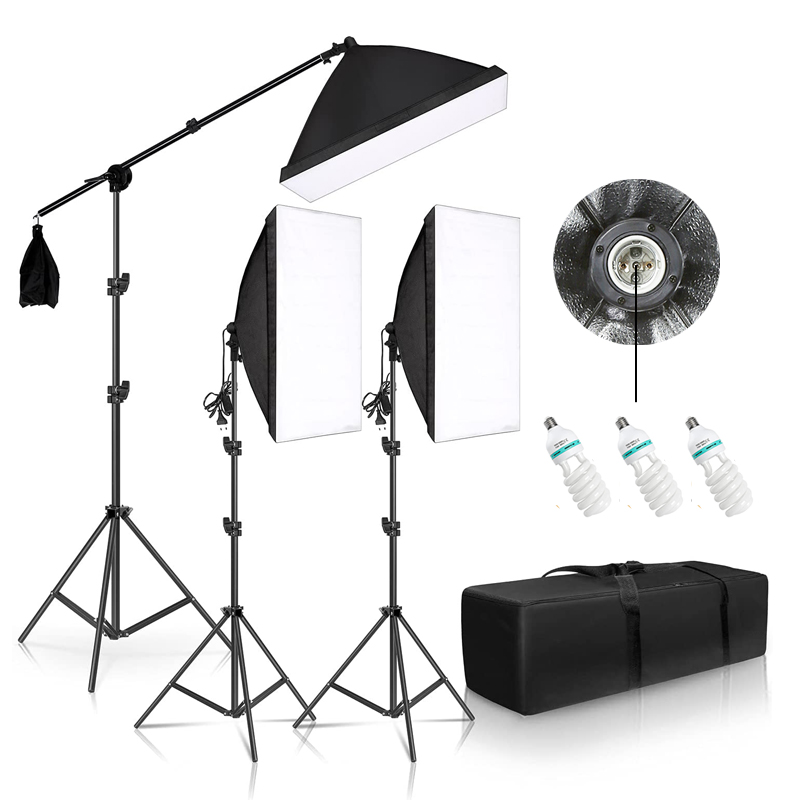 Professionele Fotostudio 50X70Cm E27 Continue Soft Box Met 2M Light Stand Statief Verlichting Kit