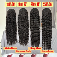 Perruque Cheveux Humains Vierges Ondulés Profonds Vietnamiens de 40 Pouces, Densité 250%, Bouclés Birmans et Raides Indiens