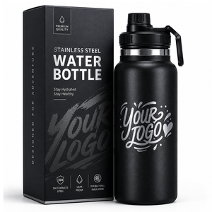 Bouteille d'eau sportive pour le cyclisme, en acier inoxydable isolé, à large ouverture, avec logo personnalisé, compatible avec le porte-bidon de vélo, 18 oz, 25 oz - Product Image 1