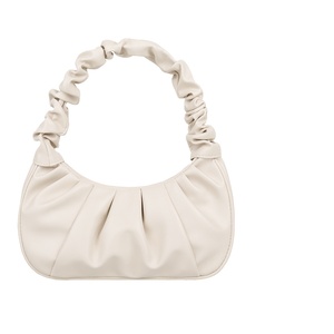 Solid <strong>White</strong> Vintage Pleated Pu Leather <strong>Small</strong> <strong>Handbag</strong> for Women Fashion Girl Crossbody Wrinkle Cloud Bag Summer Style - Product Image 2