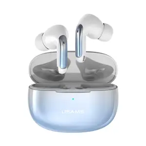 USAMS Earphone nirkabel Port C, earbud XD19 Dual mic ENC BT5.3 TWS Bluetooth, Headset dalam telinga