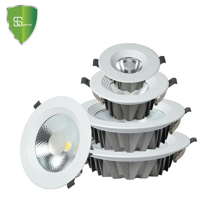 Free Sample Commercial Indoor Ceiling Recessed 7W 10W 15W 30W Dimmable COB Round Driver LED Downlight