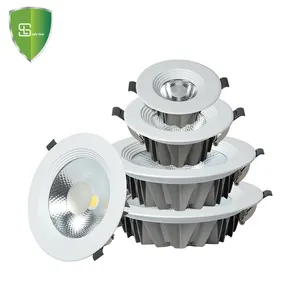 Free Sample Commercial Indoor Ceiling Recessed 7W 10W 15W 30W 60W Dimmable COB Round Driver LED Downlight