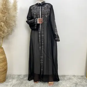 Vente en gros en usine Offre Spéciale robe cardigan diamante chaude Dubaï moyen-orient femmes Abaya Dubaï vêtements islamiques Kimono abaya ouvert