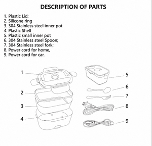 Boîte à <span class=keywords><strong>lunch</strong></span> électrique portable de 1,5 L, 60 W, chauffage rapide, récipient alimentaire pour voiture et maison, boîte à <span class=keywords><strong>lunch</strong></span> chauffante, alimentée par <span class=keywords><strong>batterie</strong></span> électrique - Product Image 4