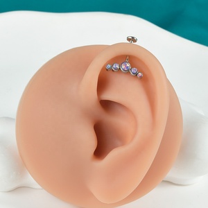 Venta al por mayor de acero quirúrgico CZ gema ópalo Threadless Labret labio Push-In Bar anillo <span class=keywords><strong>diamante</strong></span> Piercing para el cuerpo joyería oreja cartílago <span class=keywords><strong>Tragus</strong></span> - Product Image 3