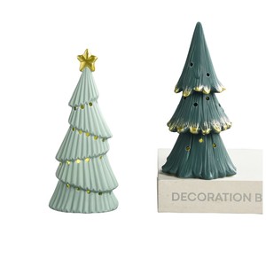 Máy tính để bàn nhỏ gốm giáng sinh trang trí cây LED thắp sáng cây gốm - Product Image 3