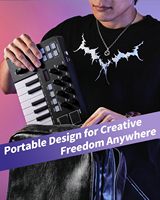 Flatsons KB-25 Teclado Controlador MIDI USB Profesional Portátil de 25 Teclas con 8 Pads de Percusión para Estudio Musical