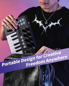 Clavier <span class=keywords><strong>MIDI</strong></span> USB portable professionnel Flatsons KB-25 à 25 touches avec 8 pads de batterie pour studio de musique - Product Image 6