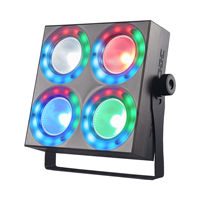 Mini projecteurs LED RGBW à 4 anneaux pour public, 4 anneaux RGB, 4x30W, contrôle DMX512, stroboscope 1-25Hz, gradation 0-100% pour mariages et fêtes