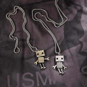 Collier Robot Hip-Hop en Acier Inoxydable avec Fleur et Zircon, Chaîne à Maillons pour Hommes, Femmes et Couples, Bijou Tendance pour Club et Soirée - Product Image 5