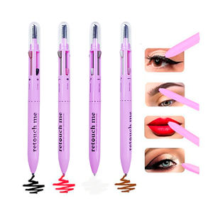 Lápiz de Maquillaje 4 en 1 para Contorno de Cejas con Pincel, 4 Recargas, 4 Colores, Delineador de Cejas, Delineador de Ojos, Delineador de Labios, Iluminador - Product Image 1