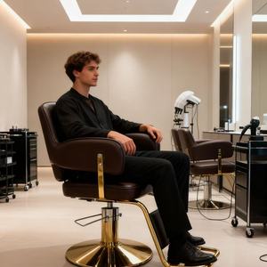 Sillón de Barbería - Sillón de Peluquería Profesional con Diseño Ajustable para Salones de Belleza - Product Image 1