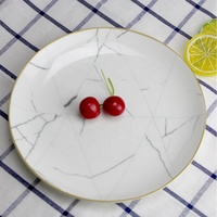 Assiettes à dîner avec motif de marbre blanc, vintage, pour restaurant, en céramique, pour événements, mariage