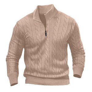 Commerce extérieur 2025 – Nouvelle collection automne-hiver – <span class=keywords><strong>Pull</strong></span> en maille torsadée pour <span class=keywords><strong>homme</strong></span>, <span class=keywords><strong>col</strong></span> semi-<span class=keywords><strong>montant</strong></span> zippé, respirant, lavable en machine, en polyester - Product Image 5
