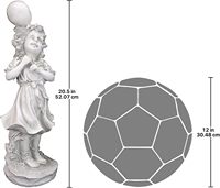 Statue de Fille en Résine avec Ballon, Sculpture d'Enfant Finition Pierre Antique, Ornement Décoratif Extérieur Résistant aux Intempéries pour Jardin, Pelouse et Patio