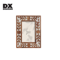 Bingkai Foto Kayu Motif Daun Bunga Vintage DX Designs 4x6 5x7 8x10 Inch, Bingkai Gambar Boho Buatan Tangan untuk Hiasan Rumah