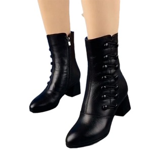 Stivaletti da <span class=keywords><strong>Donna</strong></span> alla Moda Autunno Inverno 2024, <span class=keywords><strong>Tacco</strong></span> <span class=keywords><strong>Medio</strong></span>, Pelle Morbida, Suola Morbida, <span class=keywords><strong>Scarpe</strong></span> in Cotone - Product Image 5