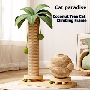 Árbol para gatos de madera maciza de cocotero, directo de fábrica, todo en uno, que ahorra espacio, con poste rascador de papel y cama, para comercio transfronterizo - Product Image 2