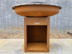 Stufa Barbecue a Legna da Esterno in Acciaio Corten per Giardino, Barbecue a Carbonella per Cortile, <span class=keywords><strong>Camino</strong></span> a Legna e Grill da Cucina - Product Image 3