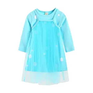 Новинка, Популярная Детская осенняя одежда, синее детское праздничное платье для девочек от Интернет-магазинов, Индия