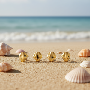 Orecchini a Conchiglia PENDIENTE in Acciaio Oro Argento 6mm 6 Pezzi Orecchini a Perno alla Moda - Product Image 3