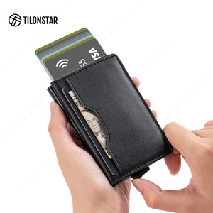 TILONSTAR TVC109 High Quality Business Aluminum Pop up Card Holder ID Credit Card Holder Leather Pop up Wallet - Product Image 4