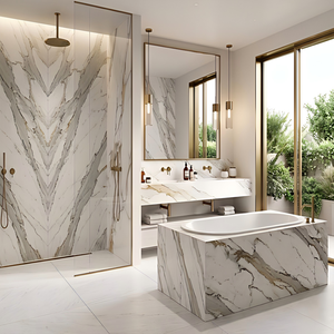 Dalle en pierre frittée Calacatta Gold brillante au design moderne, pour comptoirs <span class=keywords><strong>de</strong></span> cuisine et murs <span class=keywords><strong>de</strong></span> salle à manger/salon. - Product Image 3