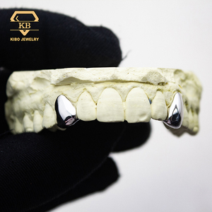 <span class=keywords><strong>Grillz</strong></span> Hip Hop personnalisés en argent sterling 925, style dentaire, avec crocs en barre en moissanite à face ouverte, entièrement sertis de moissanite - Product Image 3