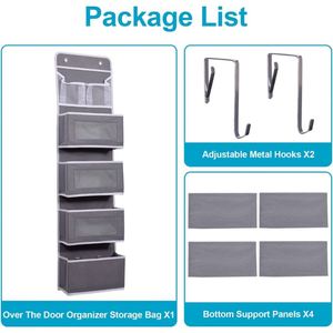 1 Pack Grey 5-<b>Shelf</b> Over Door Hanging Organizer Houseware Storage Bag with Wall Mount Containers - Product Image 2