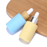 Flacon Cylindrique à Épaulement Plat pour Parfum, Sérum Contour des Yeux, Cosmétiques, Emballage Verre 30 ml Bleu Rose avec Compte-Gouttes et Coffret Cadeau