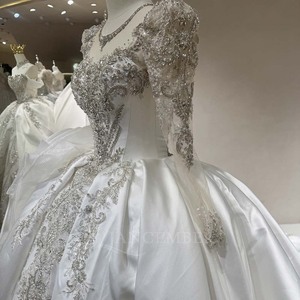 Dw0180 <span class=keywords><strong>Abito</strong></span> <span class=keywords><strong>da</strong></span> Sposa di Lusso a <span class=keywords><strong>Maniche</strong></span> Lunghe <span class=keywords><strong>con</strong></span> Perline e Paillettes, Vestito <span class=keywords><strong>da</strong></span> <span class=keywords><strong>Cerimonia</strong></span> Personalizzato Jancember - Product Image 3