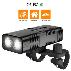 Phare avant de vélo 10000mAh USB rechargeable en ABS avec klaxon, étanche, LED, pour <span class=keywords><strong>VTT</strong></span> et vélo de route, 4 modes, pour la conduite nocturne, en stock - Product Image 1