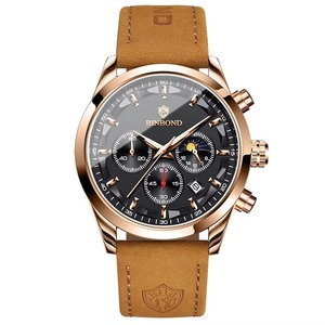 Montre chronographe de luxe pour homme, en acier inoxydable, étanche, avec calendrier, montre de sport classique, phase de lune, montre à quartz lumineuse - Product Image 6