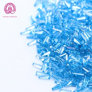 Prezzo all'ingrosso di fabbrica taglio trapezoidale acquamarina pietre sintetiche sciolte CZ impostazione cera zirconia cubica blu per alte temperature - Product Image 1
