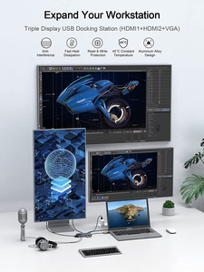 <span class=keywords><strong>USB</strong></span> Docking Station 11in1 OEM Dual HDM I DisplayLink <span class=keywords><strong>Adapter</strong></span> Ba hiển thị <span class=keywords><strong>USB</strong></span> C máy tính xách tay Docking Station Tương thích cho M2 M1 - Product Image 3
