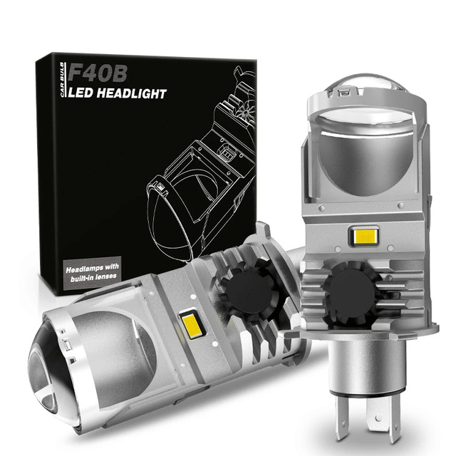 F40B H4 Mini Projector Lens 12V Led Headlight Bulb 60w 9600lm Faros Led Hi/lo Beam H4 Led Lens
