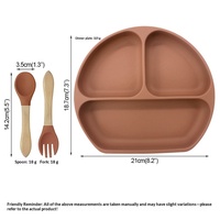 Plateau d'alimentation pour bébé lavable, assiette ronde en silicone pour bébé, cuillères et fourchettes en silicone de qualité alimentaire, design minimaliste