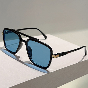 Occhiali da sole unisex quadrati classici con montatura completa, nuovi occhiali da guida a doppia barra da <span class=keywords><strong>uomo</strong></span> con protezione UV400 e logo personalizzato - Product Image 2