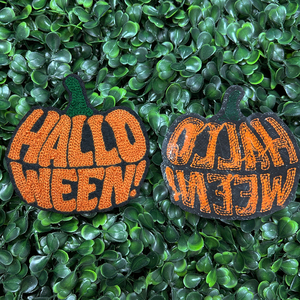 Insignia bordada <span class=keywords><strong>de</strong></span> chenilla <span class=keywords><strong>de</strong></span> 3 pulgadas con diseño <span class=keywords><strong>de</strong></span> calabaza <span class=keywords><strong>de</strong></span> Halloween, aplique naranja 3D en stock para gorras <span class=keywords><strong>de</strong></span> camionero y ropa - Product Image 3