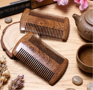 Peigne en bois à double face avec logo gravé au laser, antistatique, démêlant, pour cheveux fins et barbe, pour hommes et femmes, usage quotidien - Product Image 5